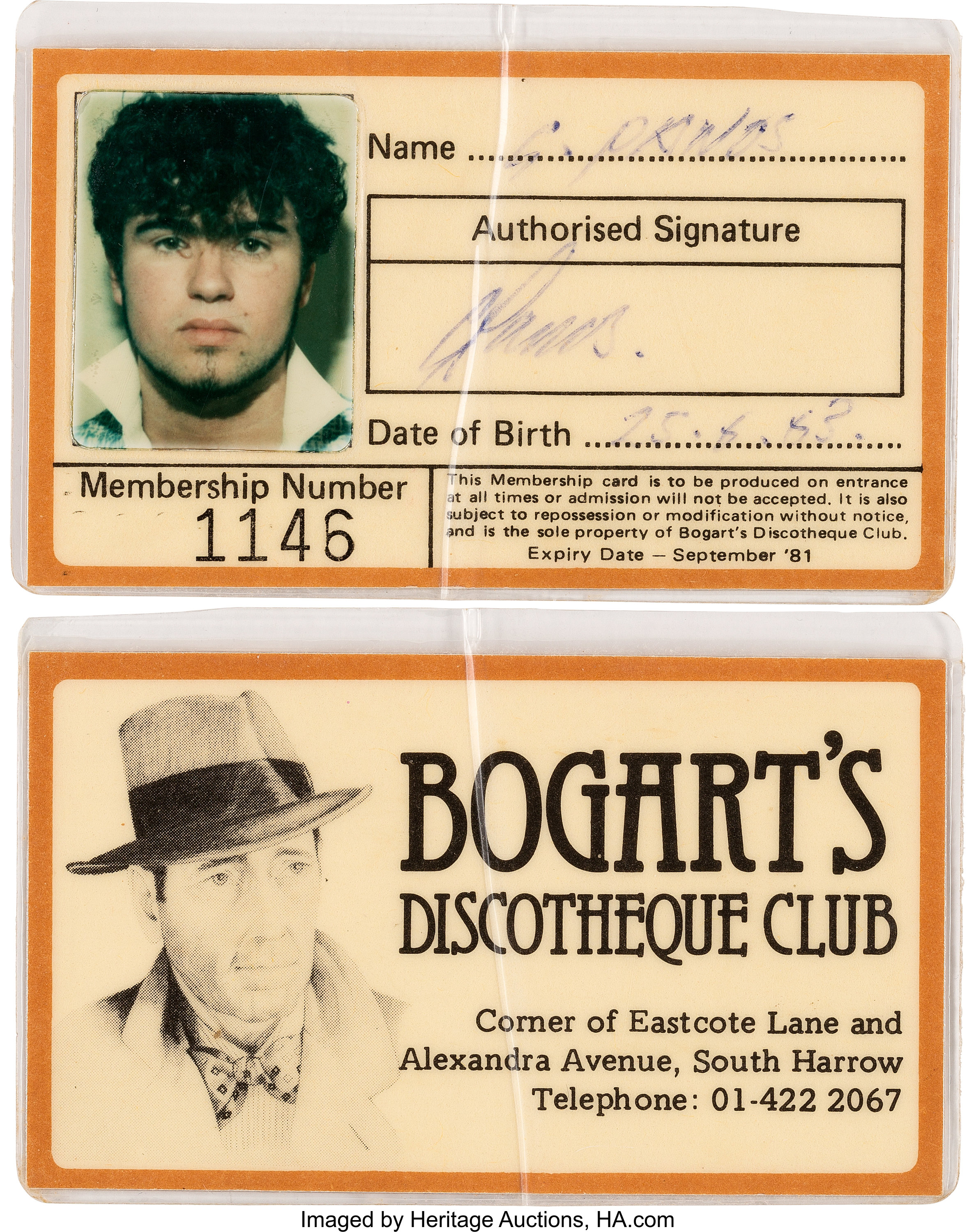 Bogarts Disco card